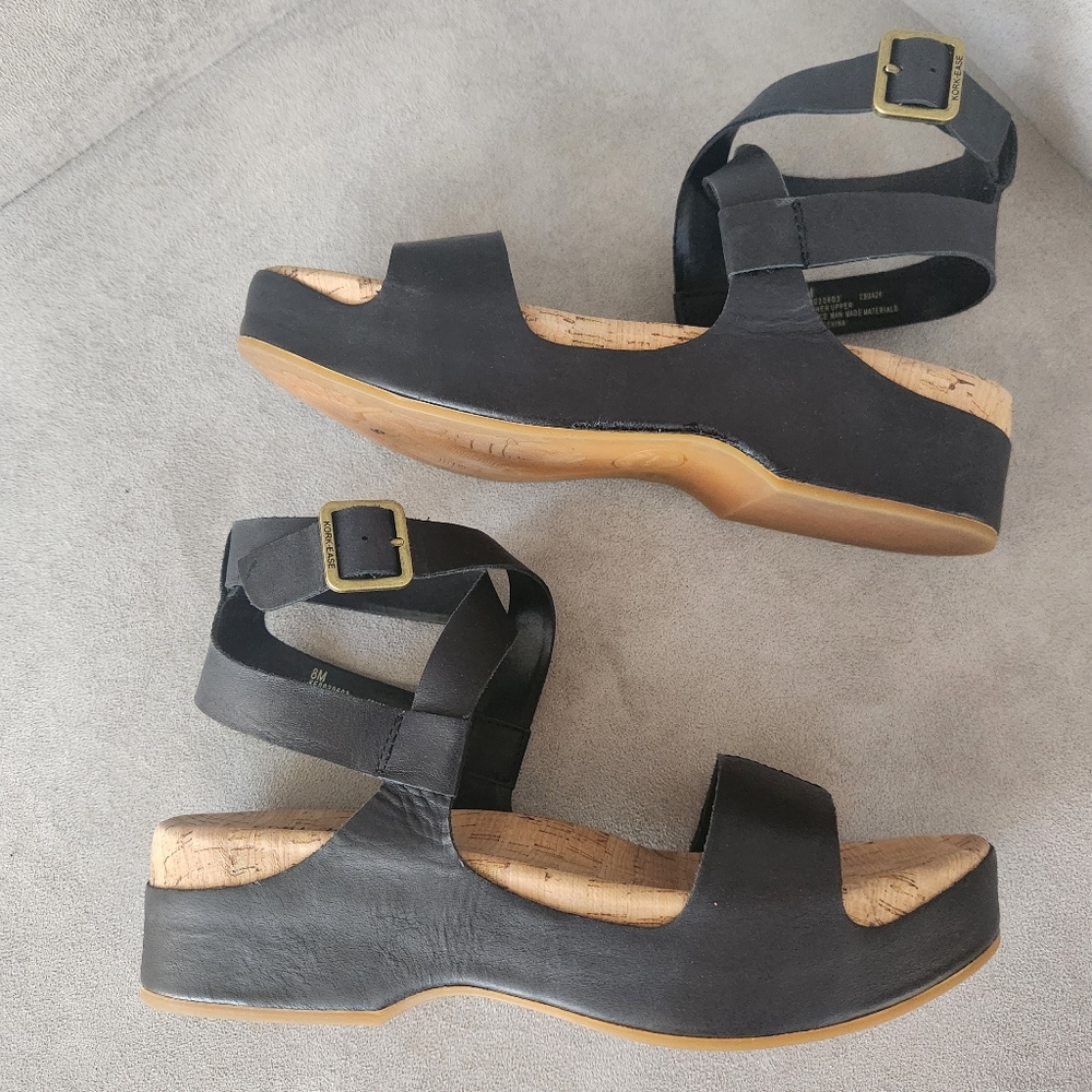 Kork-Ease Sandals 8 Black Leather Yadira Ankle Strap Platform Comfort New $160 - Picture 9 of 16